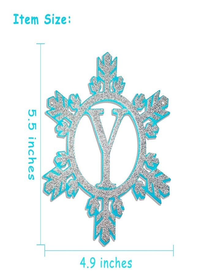 Festiko® Glittering Snowflake Frozen Happy Birthday Banner （Already Assembled）Blue & White, Frozen Birthday Party Supplies， Winter Wonderland Snow Princess Birthday Party Decorations for Girl and Kids - Image 4